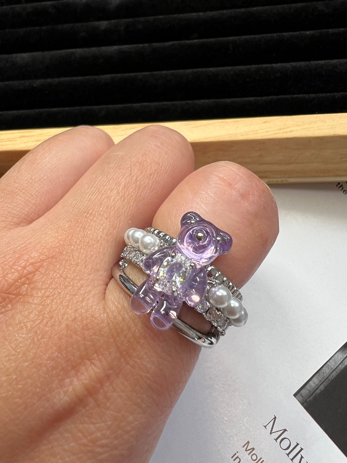Purple Acrylic Bear Ring