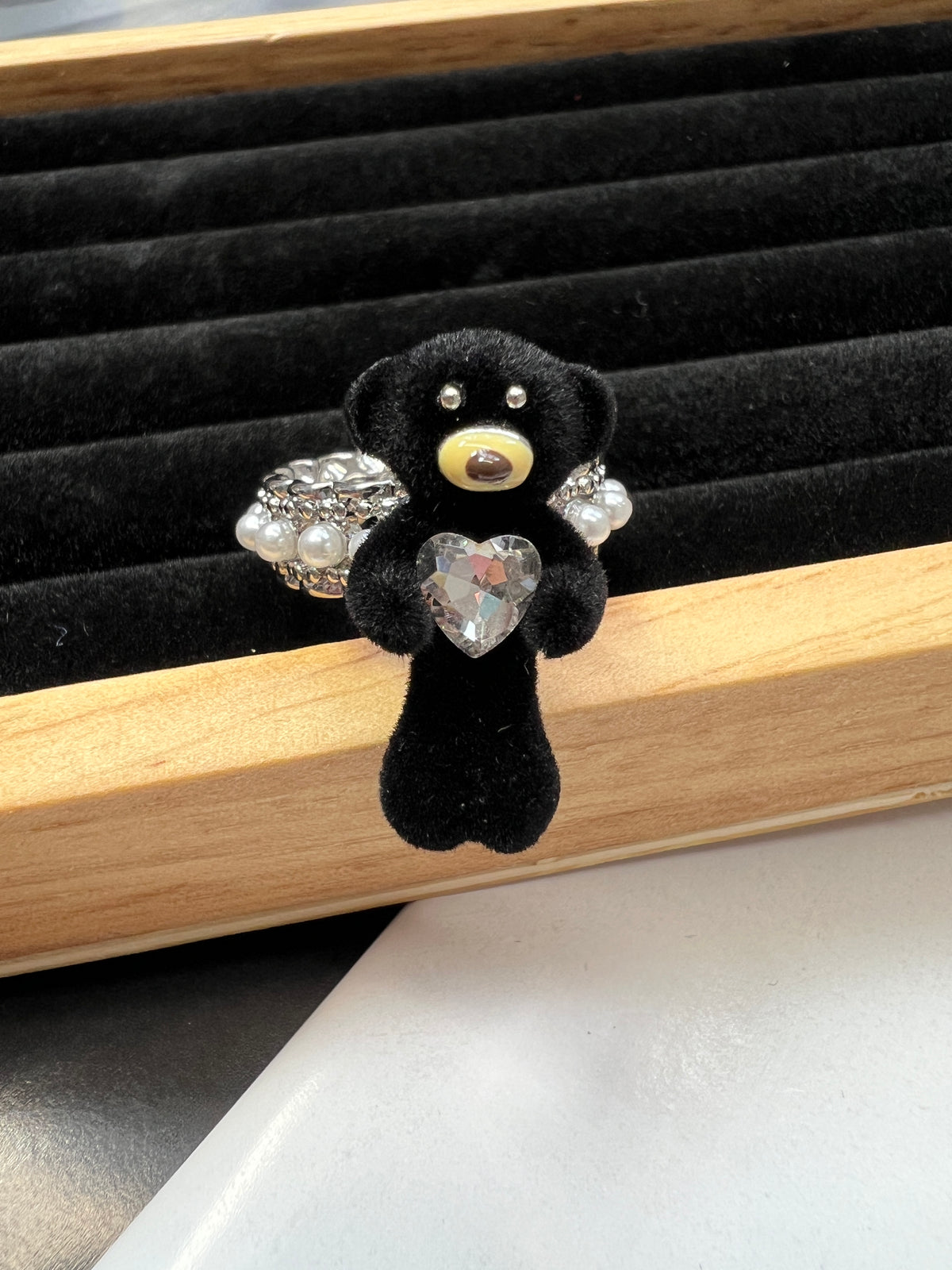 Black Bear Flocked Ring