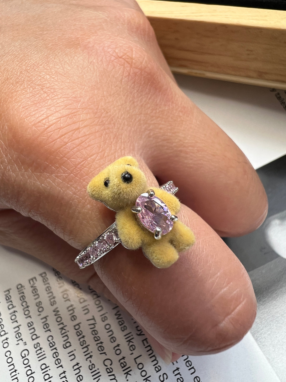 Brown Bear Flocked Ring
