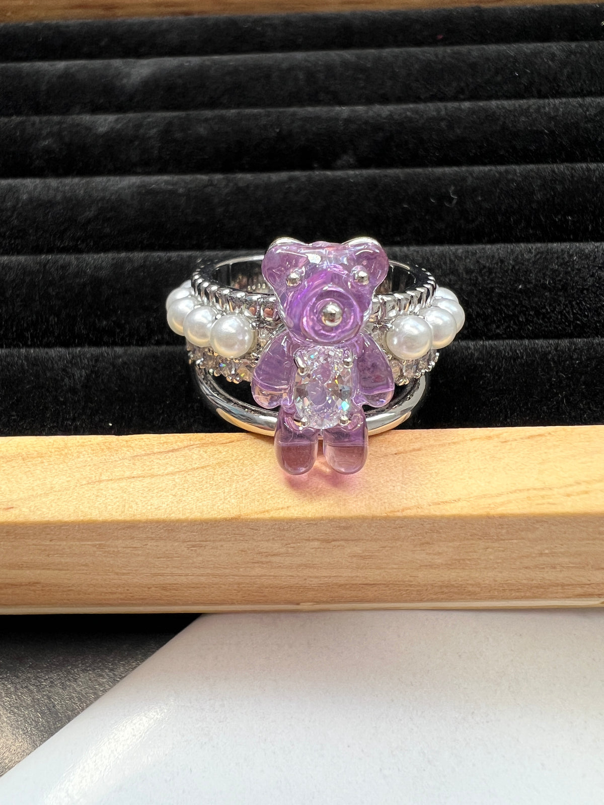 Purple Acrylic Bear Ring