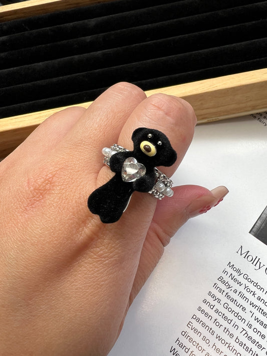 Black Bear Flocked Ring