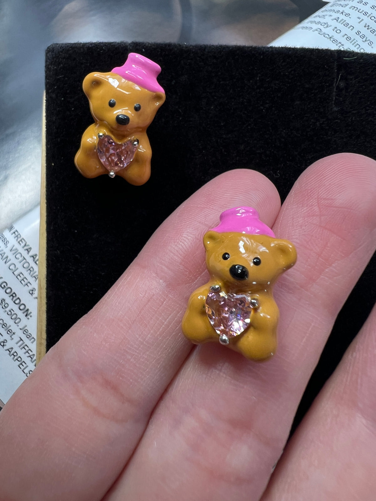 Brown Bear w. Crystal Earring