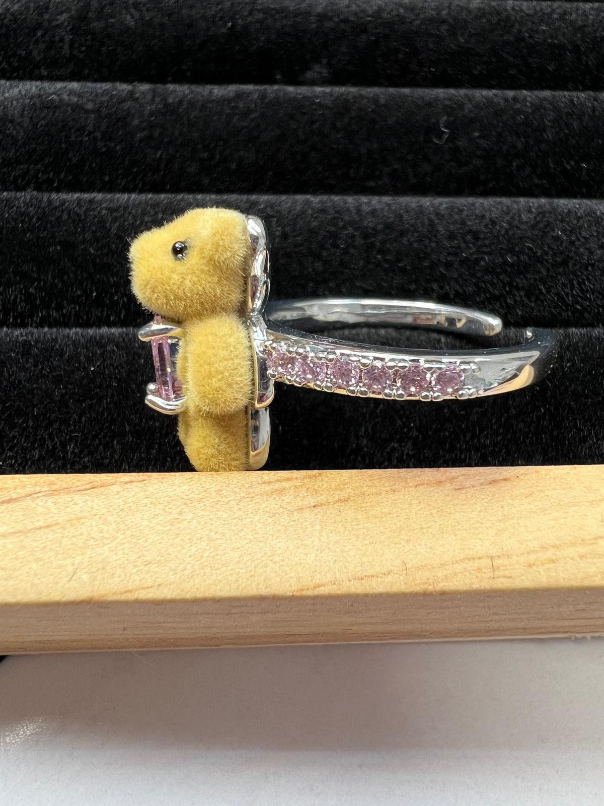Brown Bear Flocked Ring