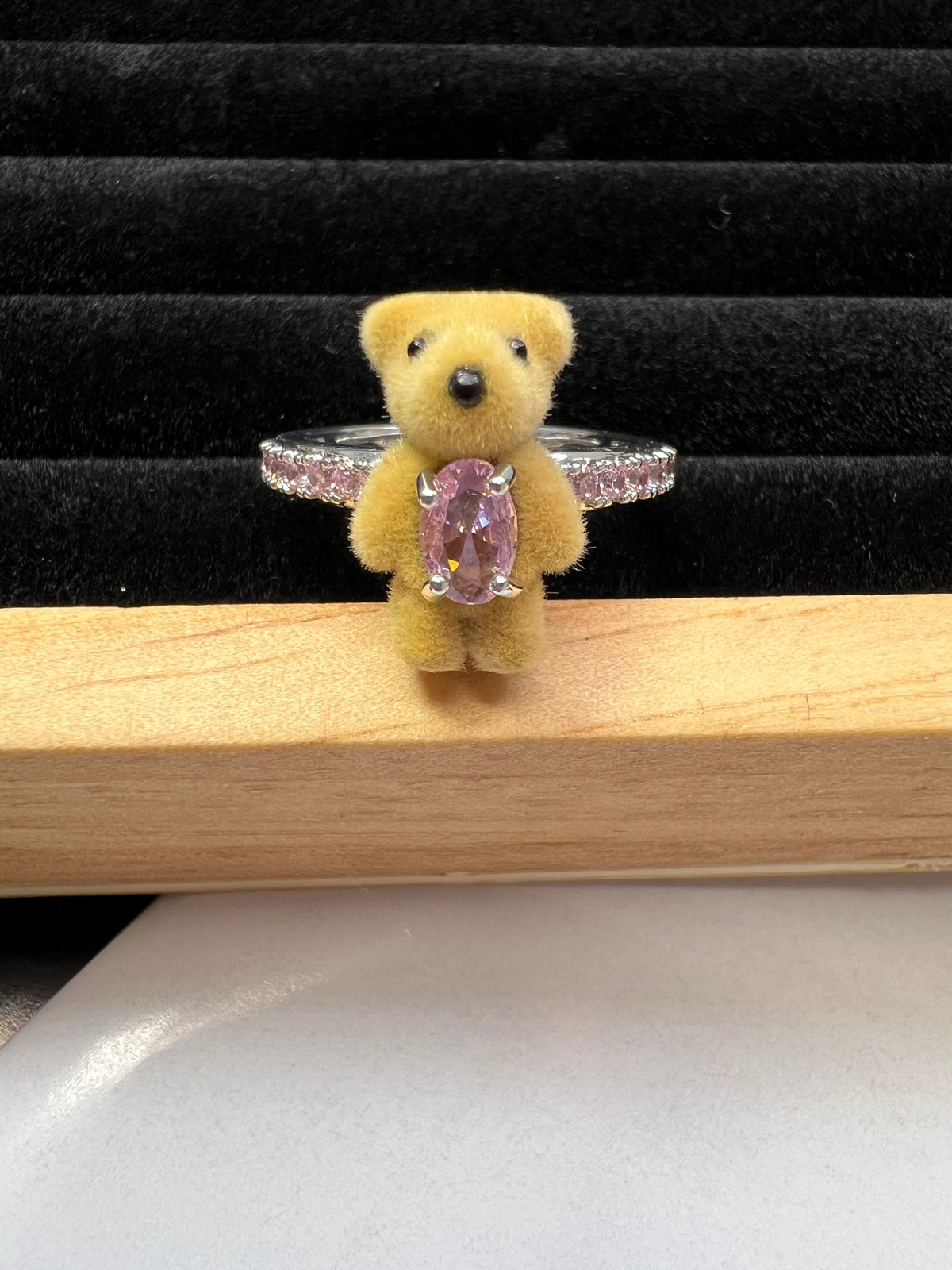 Brown Bear Flocked Ring