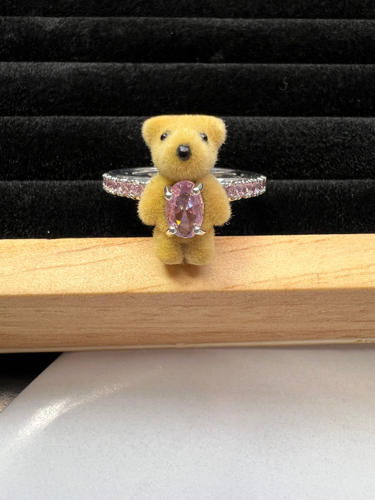 Brown Bear Flocked Ring