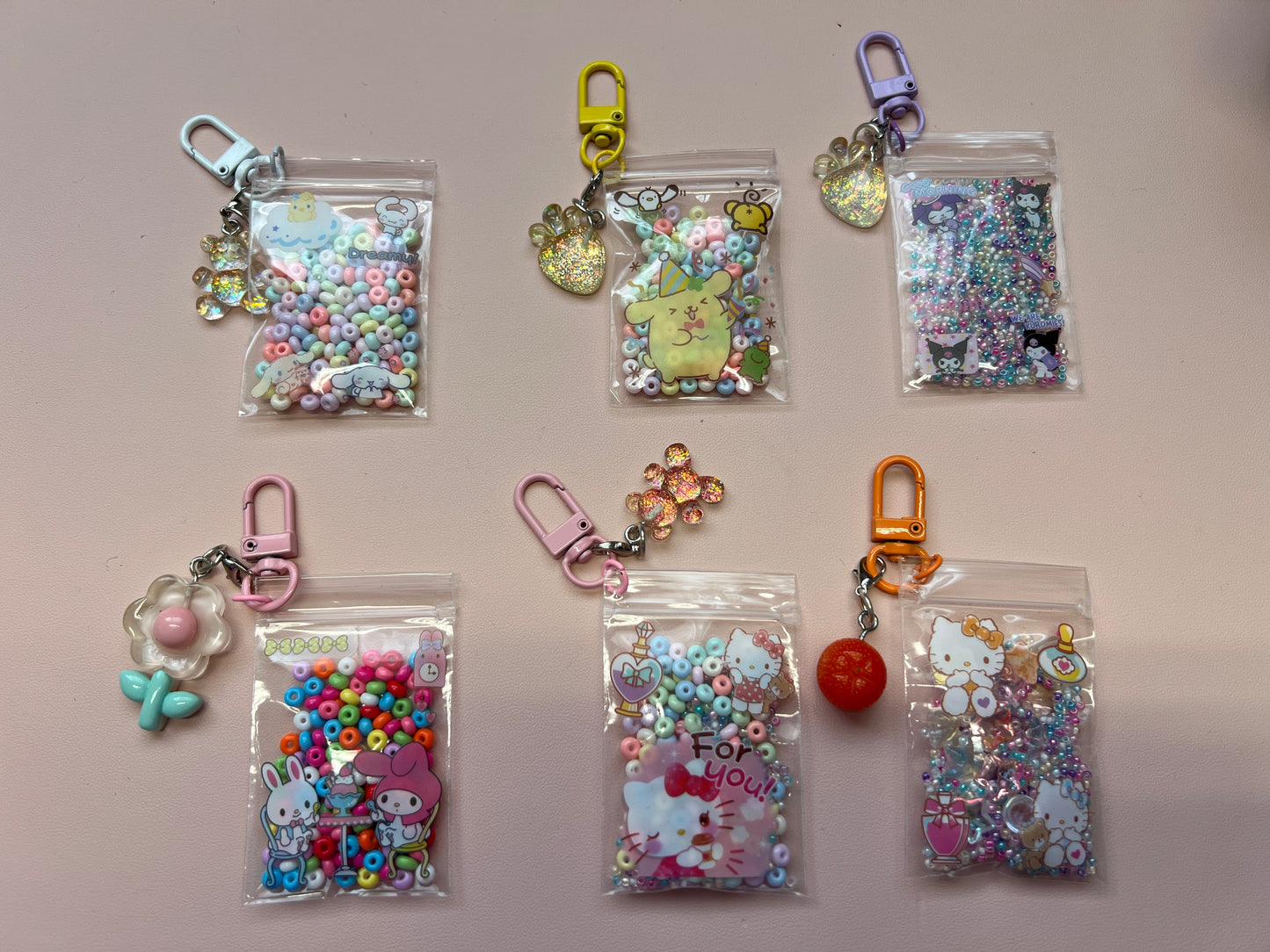 Little pouch beads keychain