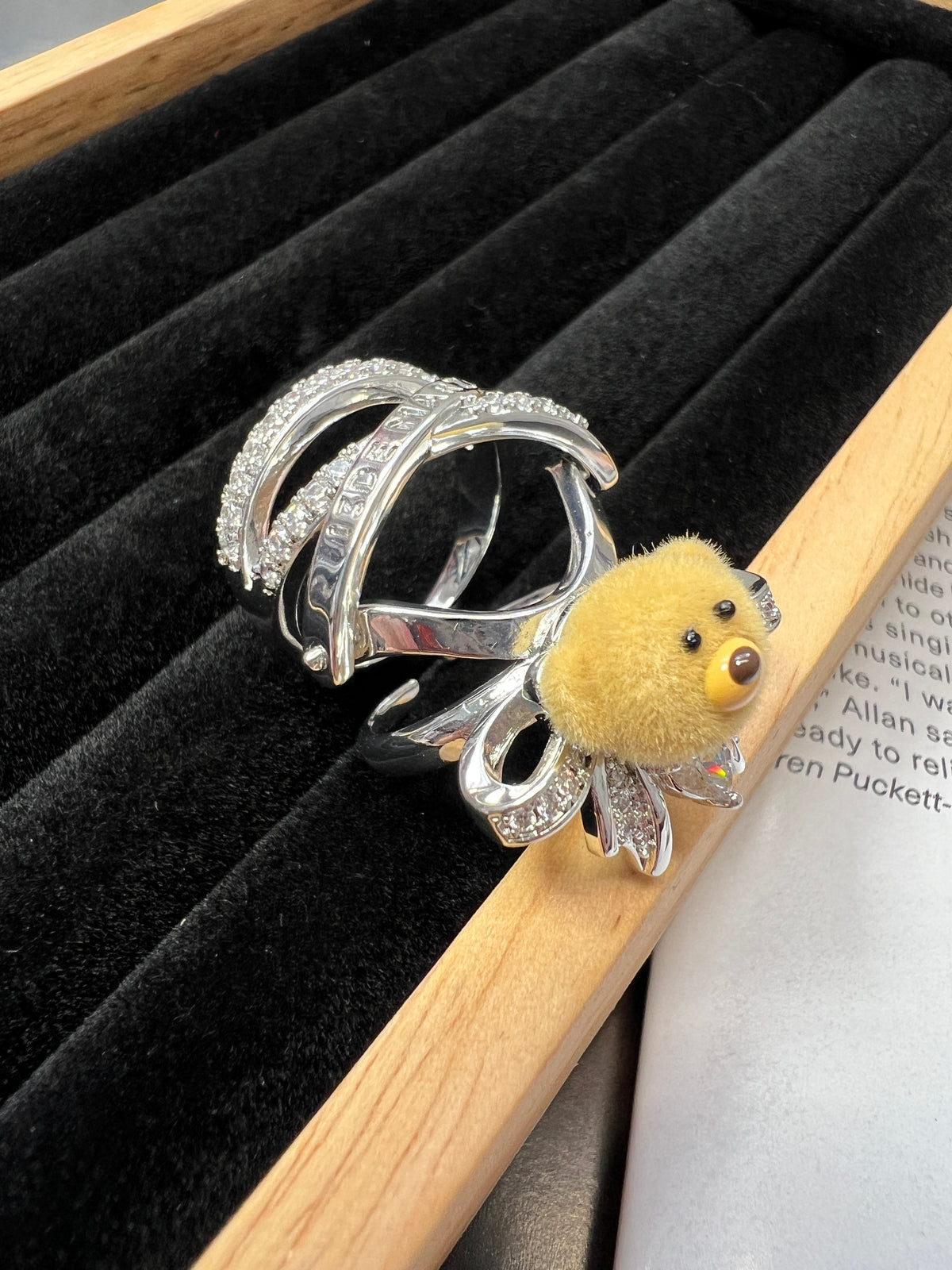Flocked Bear Ring