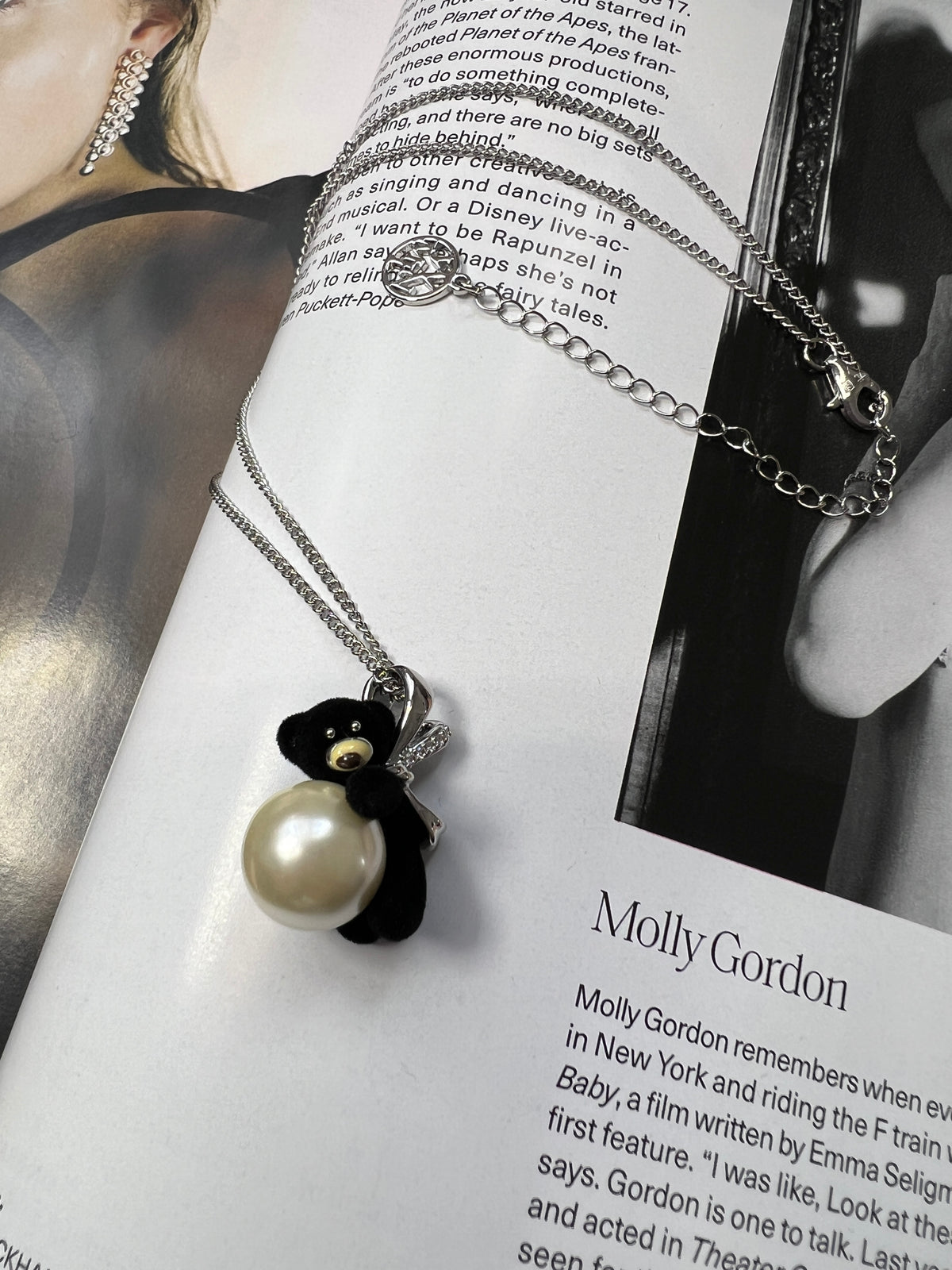 Black Bear W. Pearl Necklace