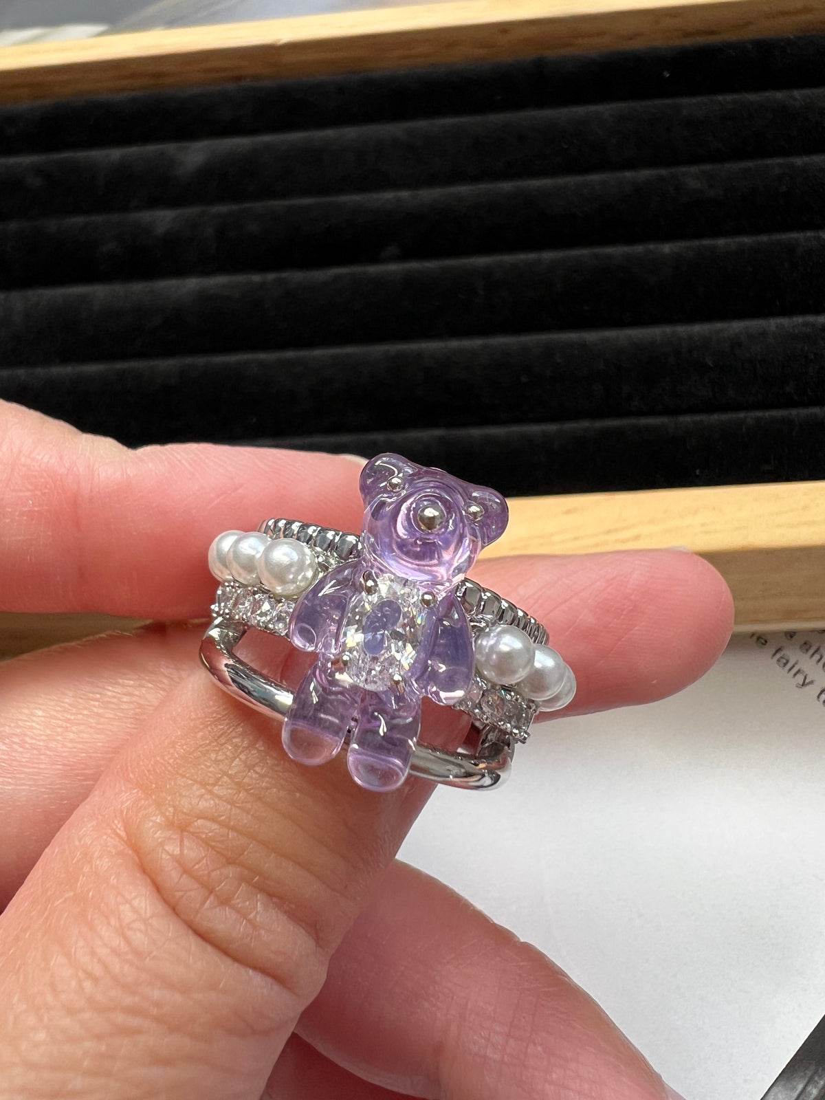 Purple Acrylic Bear Ring