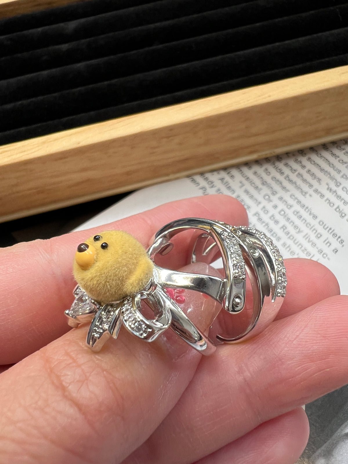 Flocked Bear Ring