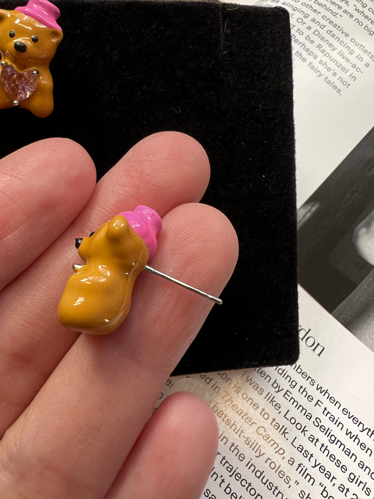Brown Bear w. Crystal Earring